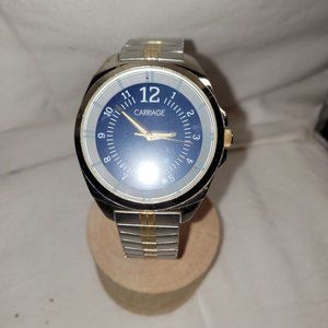 Carriage by Timex stretch band watch stainless steel back untested needs battery